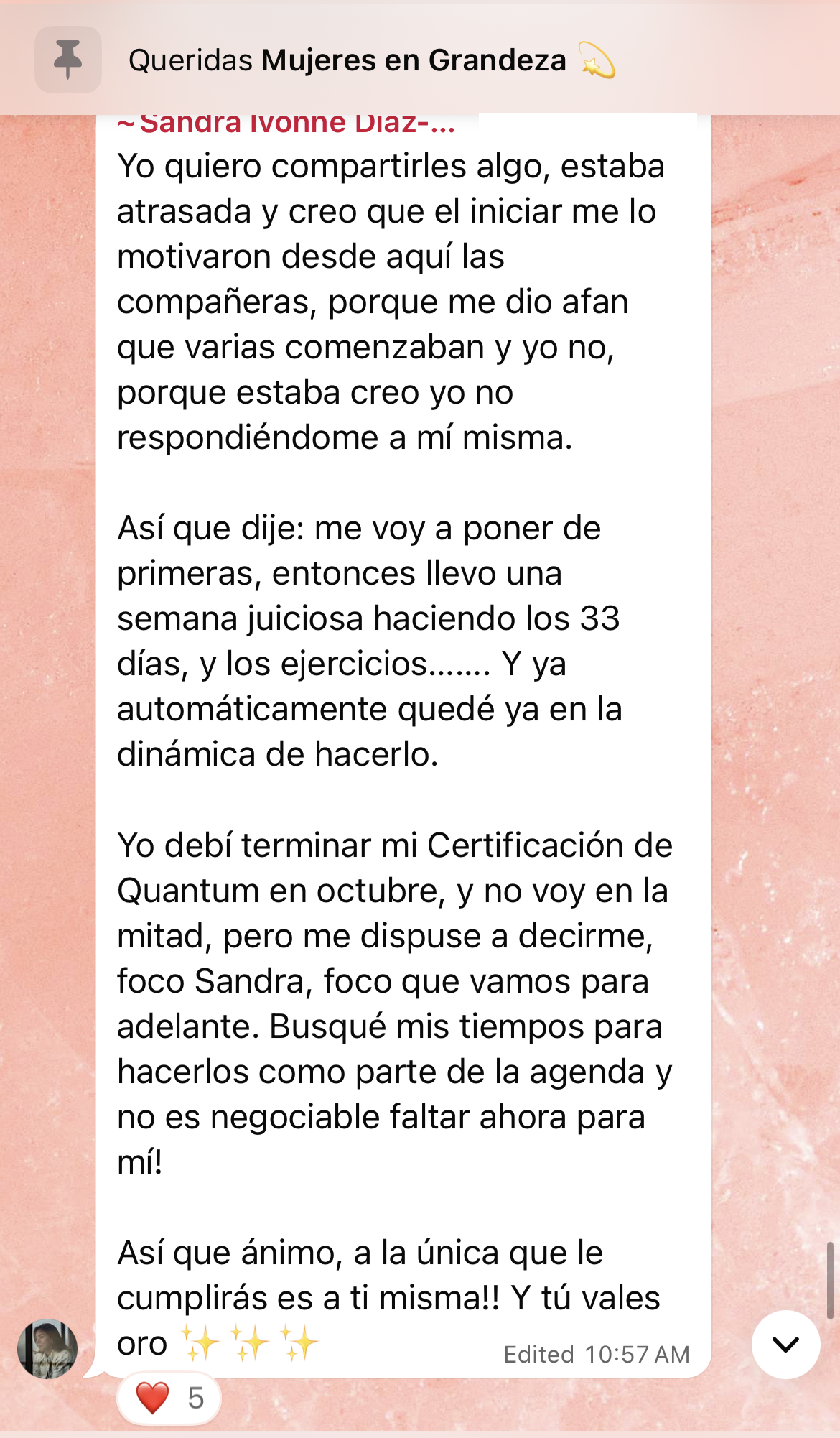 Testimonio de la comunidad Mujer en Grandeza