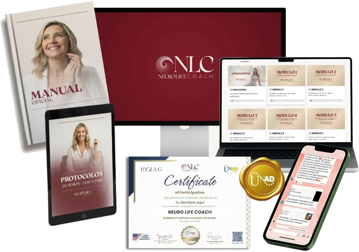 Todo lo que incluye Neuro Life Coach: manual, clases, certificado y comunidad